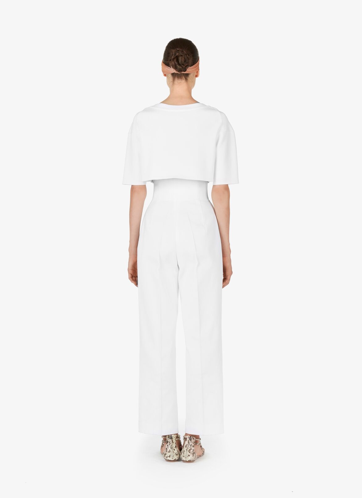 Half-Sleeved Crop Top ALAÏA WHITE HALF-SLEEVED CROP TOP